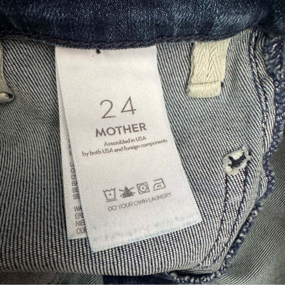 MOTHER The Hustler High Rise Ankle Fray Kick Flare Jeans Blue Size 24 - Picture 7 of 9